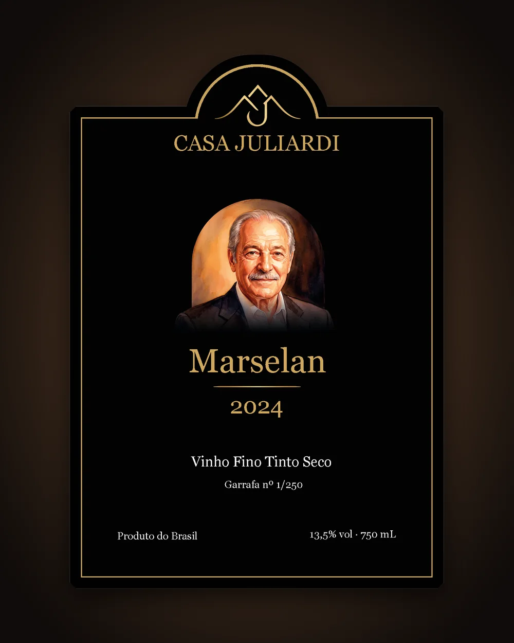 Rótulo frontal do Casa Juliardi Marselan 2024